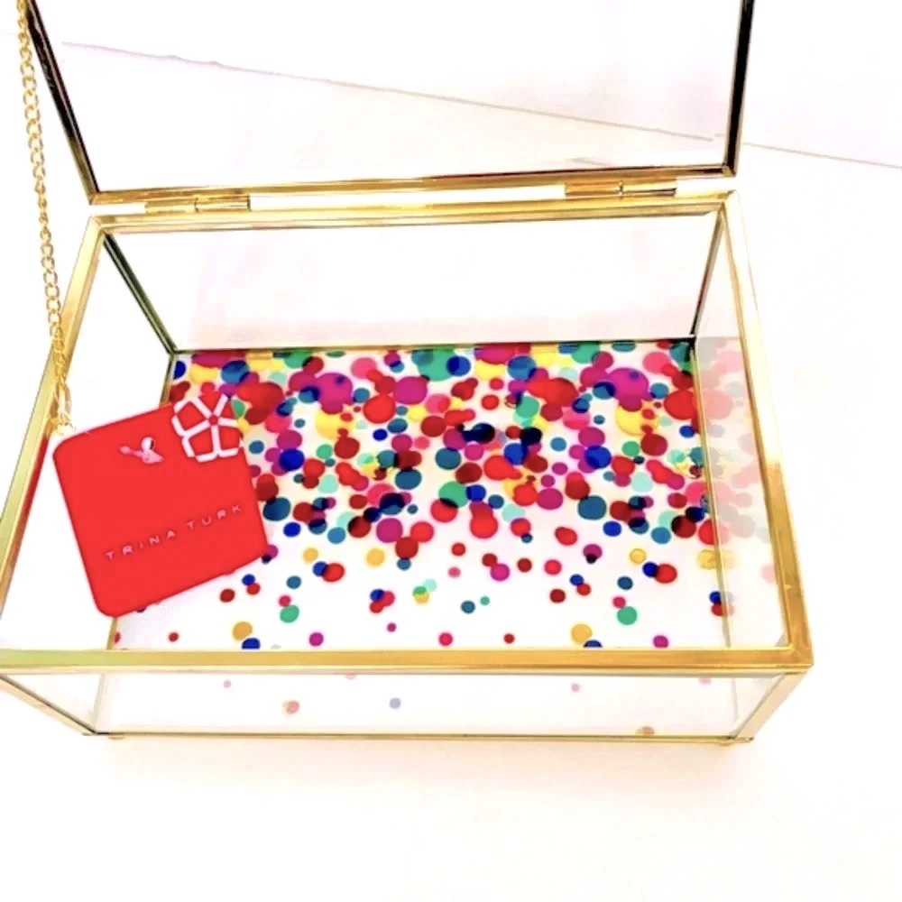 Trina Turk Dots Glass Jewelry Box with Gold Trim - Picture 4 of 7